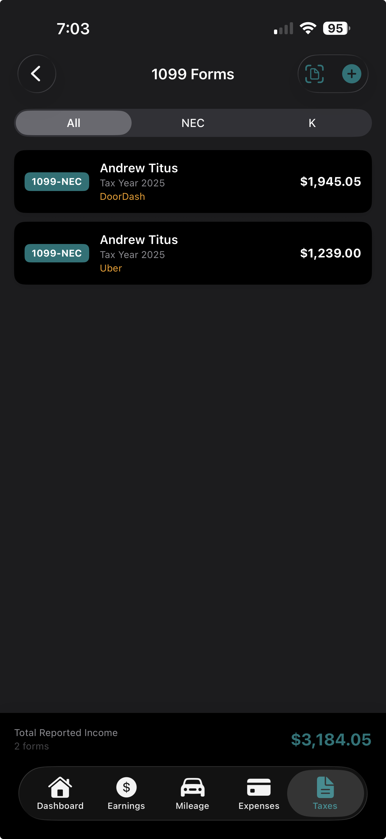 GigLedger 1099-NEC form management
